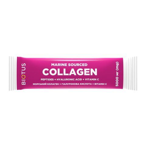 Морський колаген з гіалуроновою кислотою та вітаміном С, Marine Sourced Collagen Peptidеs, Biotus, 1 саше (5.15 г) BIO-531835 фото