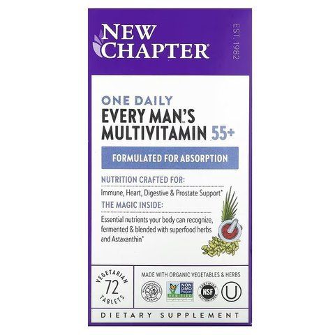 Мультивітамінний комплекс для чоловіків 55+, Every Man's One Daily 55+ Multivitamin, New Chapter, 1 на день, 72 вегетаріанські таблетки NCR-90128 фото
