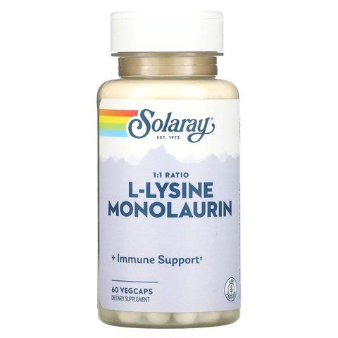 L-лізин монолаурін, L-Lysine Monolaurin, Solaray, 60 вегетаріанських капсул SOR-35281 фото
