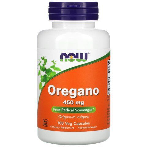 Орегано, Oregano, Now Foods, 450 мг, 100 вегетаріанських капсул NOW-04724 фото