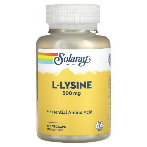 L-лізин, L-Lysine, Solaray, 500 мг, 120 вегетаріанських капсул SOR-04941 фото
