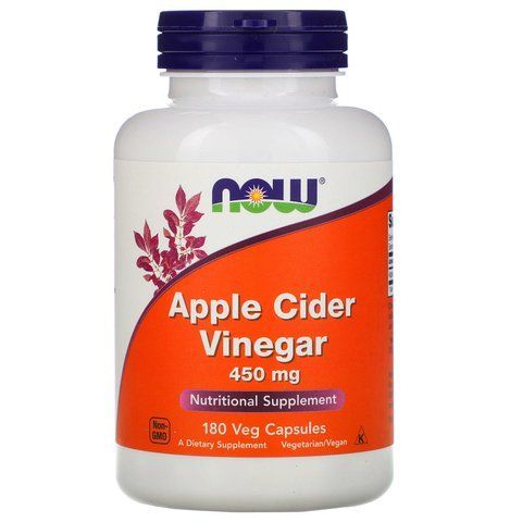 Яблучний оцет сидровий, Apple Cider Vinegar, Now Foods, 450 мг, 180 капсул NOW-03317 фото