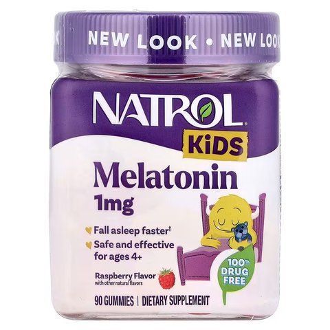 Мелатонін для дітей від 4 років, Kids, Melatonin Gummies, Natrol, зі смаком малини, 1 мг, 90 жувальних цукерок NTL-07530 фото