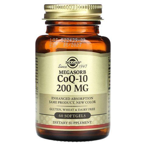Коензим Q10, Megasorb CoQ-10, Solgar, 200 мг, 60 гелевих капсул SOL-00968 фото