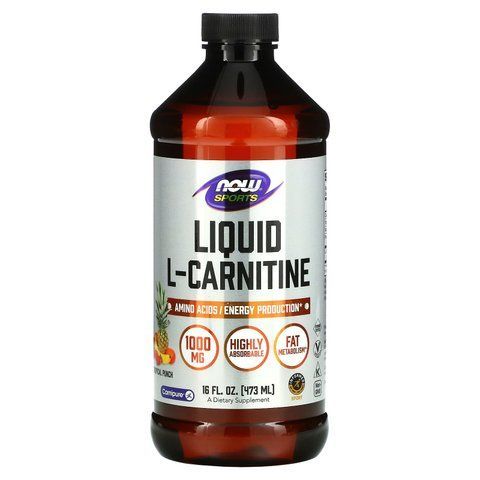 L-карнітин, L-Carnitine, Now Foods, Sports, рідкий, тропічний пунш, 1000 мг, 473 мл NOW-00066 фото