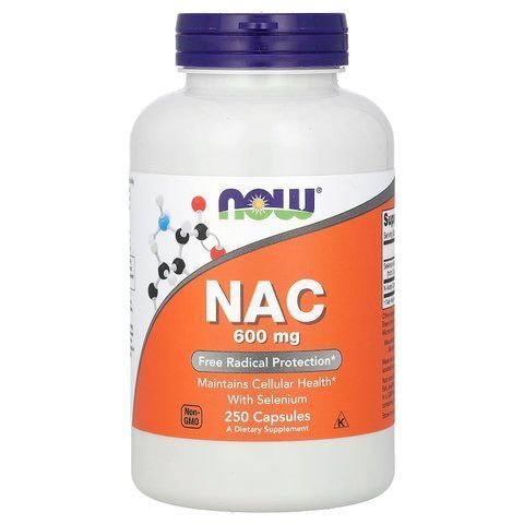 Ацетилцистеїн, NAC (N-Acetyl Cysteine), Now Foods, 600 мг, 250 вегетаріанських капсул NOW-00086 фото