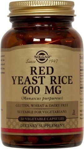 Червоний дріжджовий рис, Red Yeast Rice, Solgar, 600 мг, 60 вегетаріанських капсул SOL-02324 фото