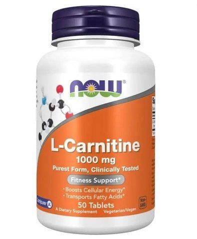 L-карнітин, L-Carnitine, Now Foods, 1000 мг, 50 таблеток NOW-00067 фото