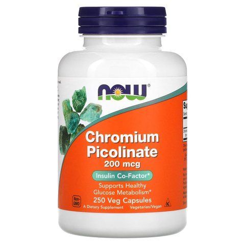 Хром піколінат, Chromium Picolinate, Now Foods, 200 мкг, 250 капсул NOW-01422 фото