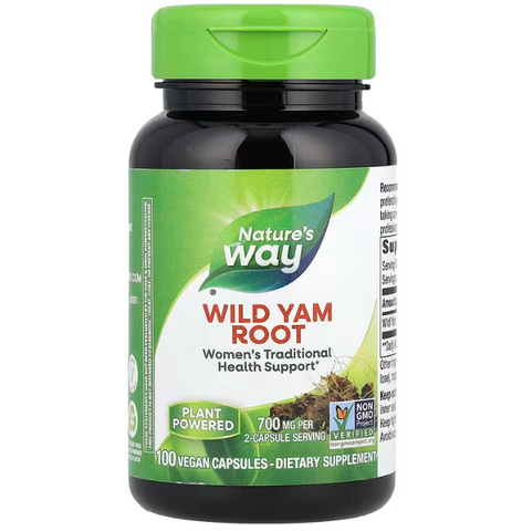 Дикий ямс, Wild Yam, Nature's Way, корінь, 700 мг, 100 веганських капсул (350 мг в капсулі) NWY-17870 фото