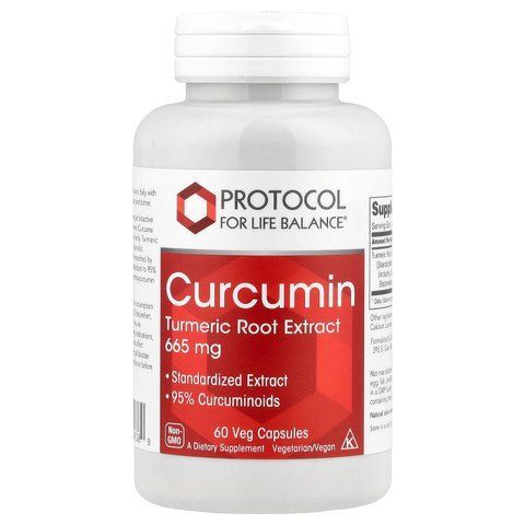 Куркумін, екстракт кореня куркуми, Curcumin Turmeric, Protocol for Life Balance, 665 мг, 60 вегетаріанських капсул PRT-14638 фото