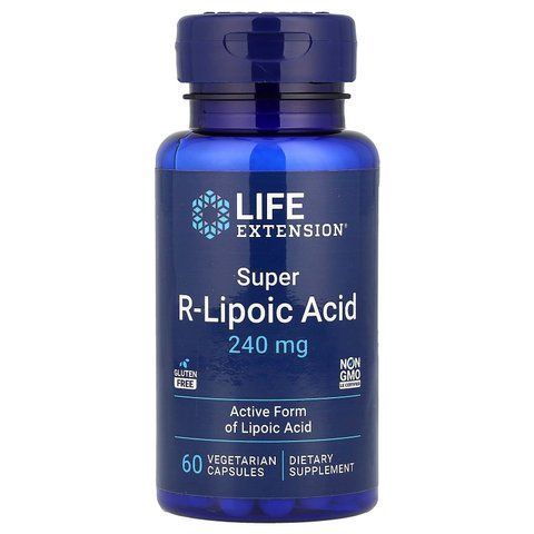 R ліпоєва кислота, Super R-Lipoic Acid, Life Extension, 60 вегетаріанських капсул LEX-12086 фото