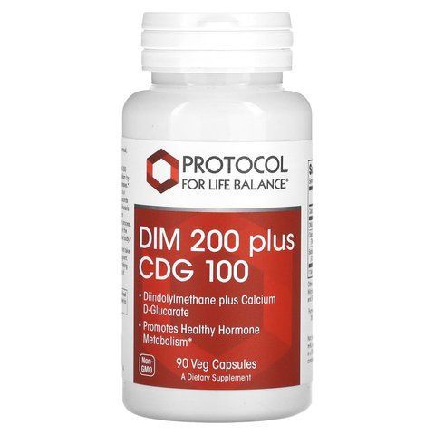 Дііндолілметан плюс D-глюкарат кальцію, DIM 200 Plus CDG 100, Protocol for Life Balance, 90 рослинних капсул PRT-13049 фото