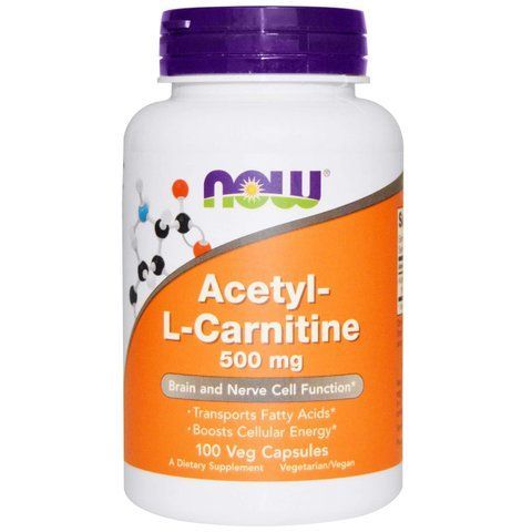 Ацетил карнітин, Acetyl-L Carnitine, Now Foods, 500 мг, 100 вегетаріанських капсул NOW-00076 фото