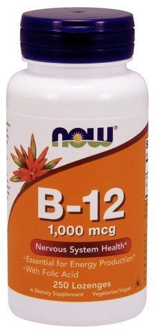 Вітамін В-12 і фолієва кислота, Vitamin B-12/Folic Acid, Now Foods 1000 мкг, 250 льодяників NOW-00468 фото