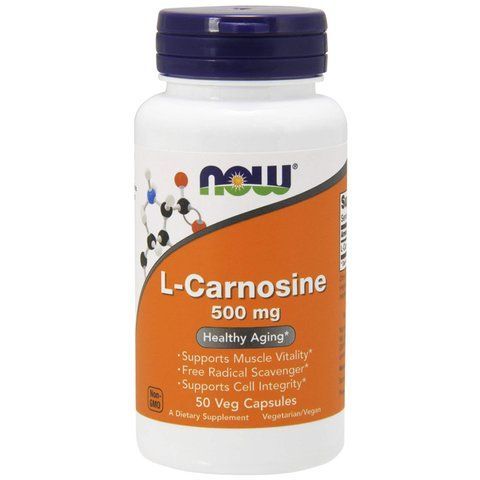 Карнозин, L-Carnosine, Now Foods, 500 мг, 50 вегетаріанських капсул. NOW-00078 фото