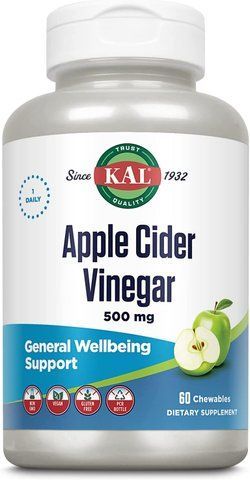 Яблучний оцет, Apple Cider Vinegar, KAL, смак зеленого яблука, 500 мг, 60 жувальних таблеток CAL-51865 фото