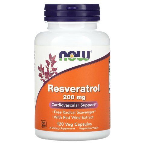 Ресвератрол, Resveratrol, Now Foods, 200 мг, 120 вегетаріанських капсул NOW-03354 фото