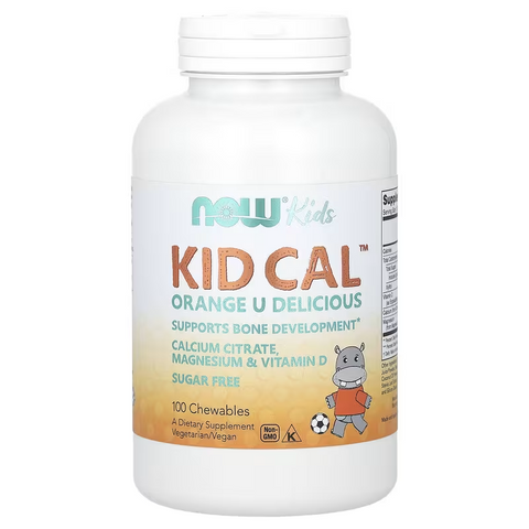 Кальцій для дітей, Kid Cal, Now Foods, підтримка розвитку кісток, зі смаком апельсина, 100 жувальних таблеток NOW-01233 фото