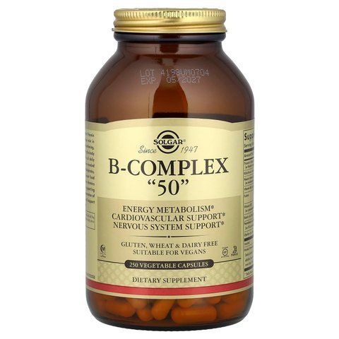 Комплекс вітамінів групи В-50, B-Complex "50", Solgar, 250 рослинних капсул SOL-01122 фото