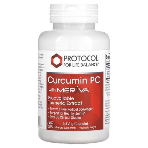Фітосоми куркуміну, Curcumin PC With Meriva, Protocol for Life Balance, 500 мг, 60 вегетаріанських капсул PRT-14642 фото