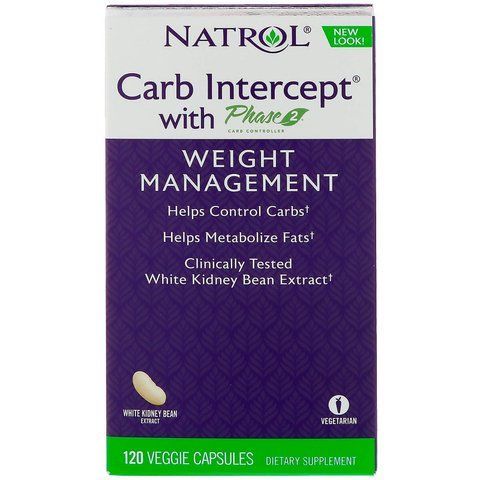 Екстракт білої квасолі перехоплювач вуглеводів фаза 2, Carb Intercept Phase 2, Natrol, для зниження ваги, 120 вегетаріанських капсул NTL-04291 фото