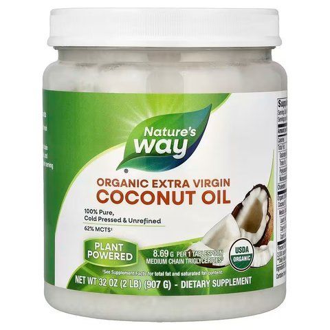 Кокосова олія екстра, Coconut Oil, Nature's Way, органік, 907 г NWY-15659 фото