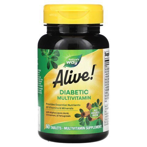 Мультивітаміни для діабетиків, Diabetic Multivitamin, Alive!, Nature's Way, 60 таблеток NWY-12371 фото