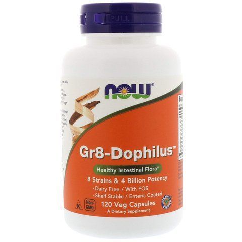 Пробіотик, Gr8-Dophilus, Now Foods, 120 вегетаріанських капсул NOW-02910 фото