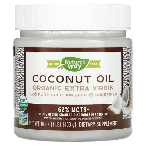 Кокосова олія, Coconut Oil, Nature's Way, органічна, 453 г NWY-15673 фото