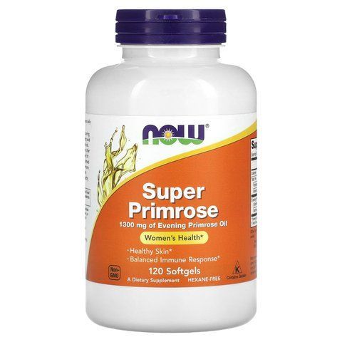 Олія вечірньої примули, Evening Primrose Oil, Now Foods, супер, 1300 мг, 120 гелевих капсул NOW-01757 фото