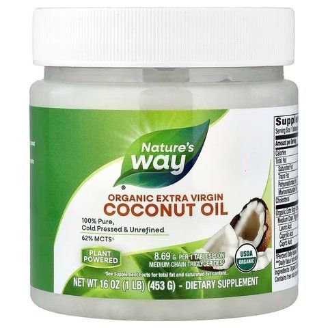 Кокосова олія, Coconut Oil, Nature's Way, органічна, 453 г NWY-15673 фото